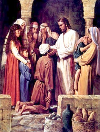 Pán Ježiš sa dotýka nevidiaceho